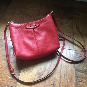 Red leather coach purse